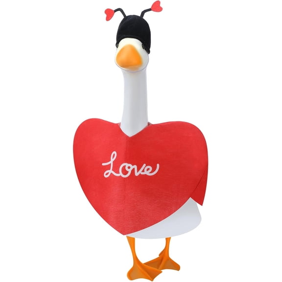 Valentine's Day Goose Outfit Porch Goose Clothes for 23'' Cement Statue Outfit Outdoor Lawn Yard Patio Decor (Love Heart)