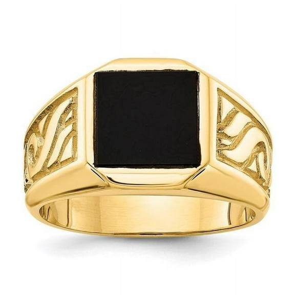 14K Yellow Gold Mens Onyx Ring Mounting - Size 10