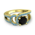 thumbnail image 3 of 2.50 T.C.W Round Cut Black Onyx & Blue Topaz Gemstone Shiny Anniversary Ring for Ladies Solid 18K Yellow Gold Size 9 by Diamond-Capitals, 3 of 8
