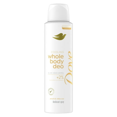 Dove Women's Whole Body Deodorant Cooling Spray Peach & White Tea Aluminum Free, 4 oz