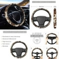 thumbnail image 3 of Renewold Light Brown Cow Print Car Seat Cover Front Back Seat Protector with Steering Wheel Cover,Belt Pad,Armrest Pad Handbrake Cover Gear Shift Cover Universal Fit Car Accessories, 3 of 7