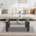 thumbnail image 4 of Glass Coffee Table with Stainless Steel Base,2 Tiers Glass Surface for Living Room Office(Black Glass, Black), 4 of 6