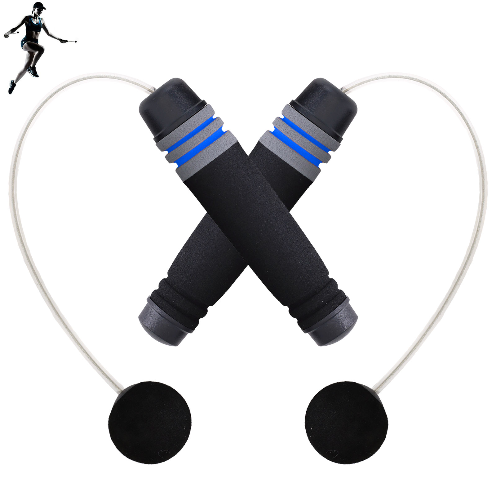Ueasy Cordless Jump Rope With Anti-slip Memory Sponge Handles, Fitness Tangle Free Ropeless, For Home Office Bedroom Outdoors Crossfit Speed Jump Rope for Women Men Kids