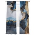 thumbnail image 2 of Navy Blue Semi Sheer Curtains 84 Inch Length 2 Panels Set, Abstract Color Block Vintage Modern Sheer Kitchen Curtain Privacy Voile Window Curtain for Living Room Bedroom Rod Pocket Drapes, 2 of 7