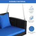 thumbnail image 6 of Zimtown Patio Rattn Wicker Swing, Outdoor Bench w/ Blue Cushion, Outdoor Seat Garden Swing for 2 Person, 6 of 10