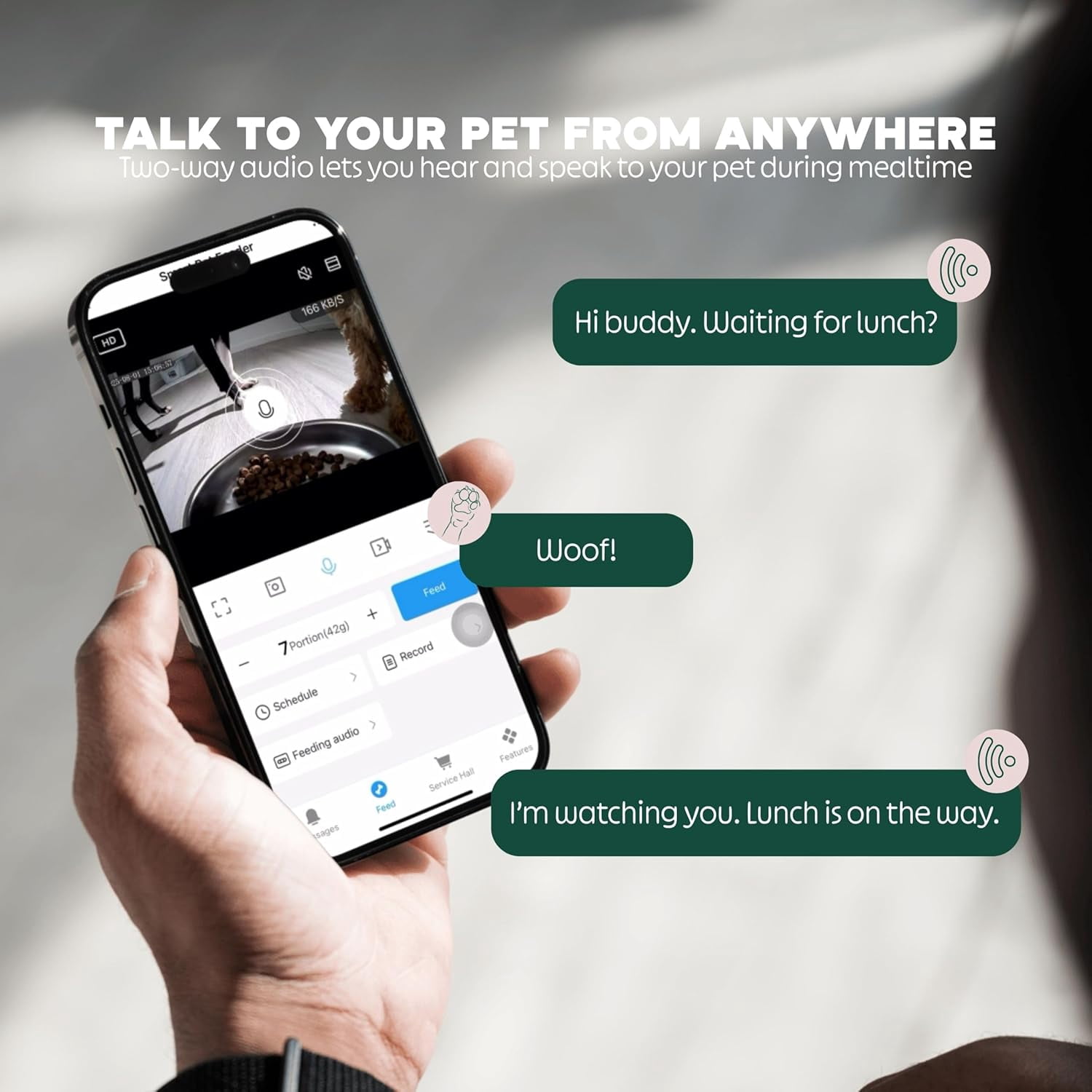 Automatic Cat Feeder with 1080P HD Camera – Timed Dry Food Dispenser for Cats and Dogs, App Control, 6L Capacity, Portion Control, Scheduled Meals, Two-Way Audio