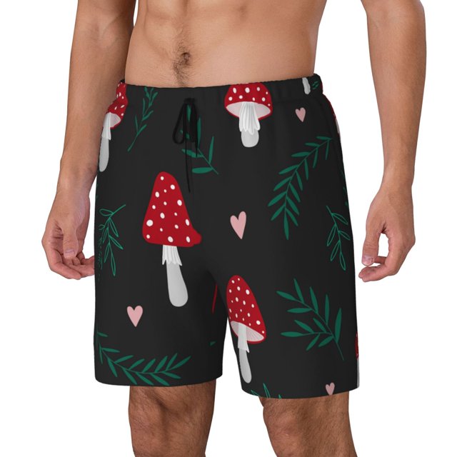 Balery Amanita Mushroom Bañador para hombre, shorts de playa de secado rápido con entrepierna y forro de compresión-XX-Large