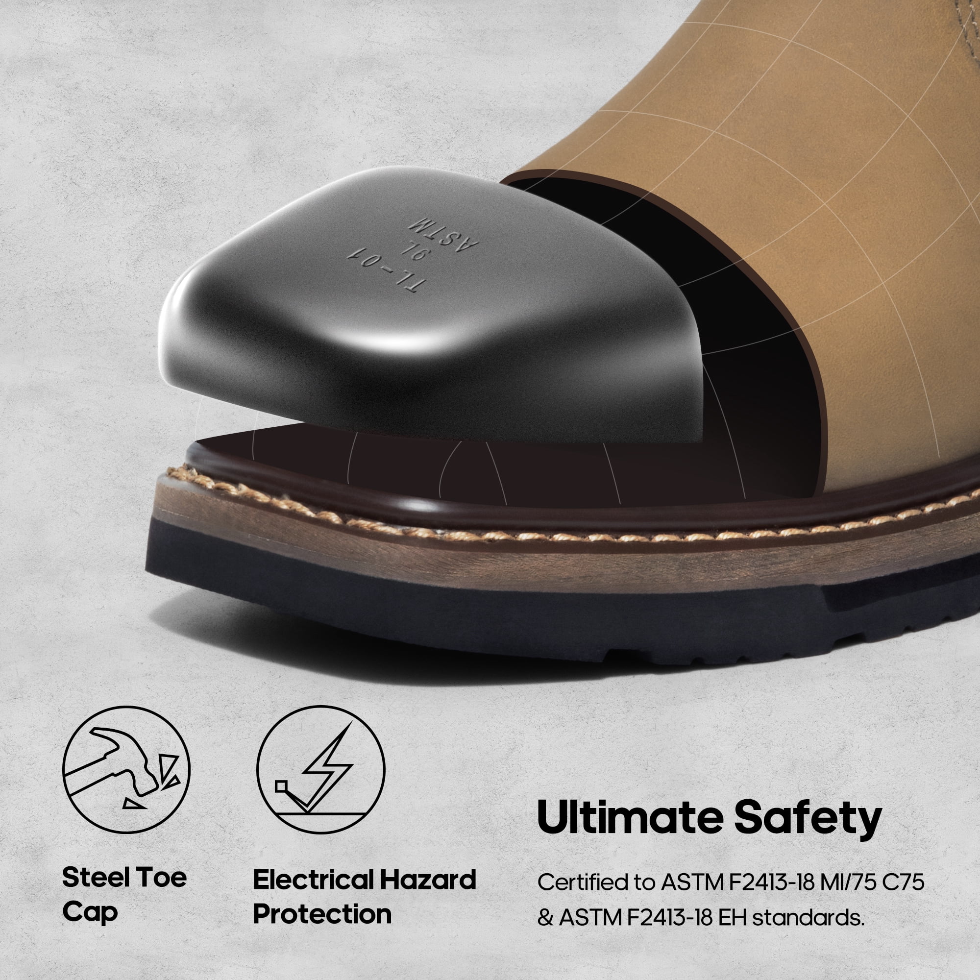 NORTIV 8 Steel Toe Boots for Men Pull-on Wellington Work Boots Bronco Stormrider Waterproof