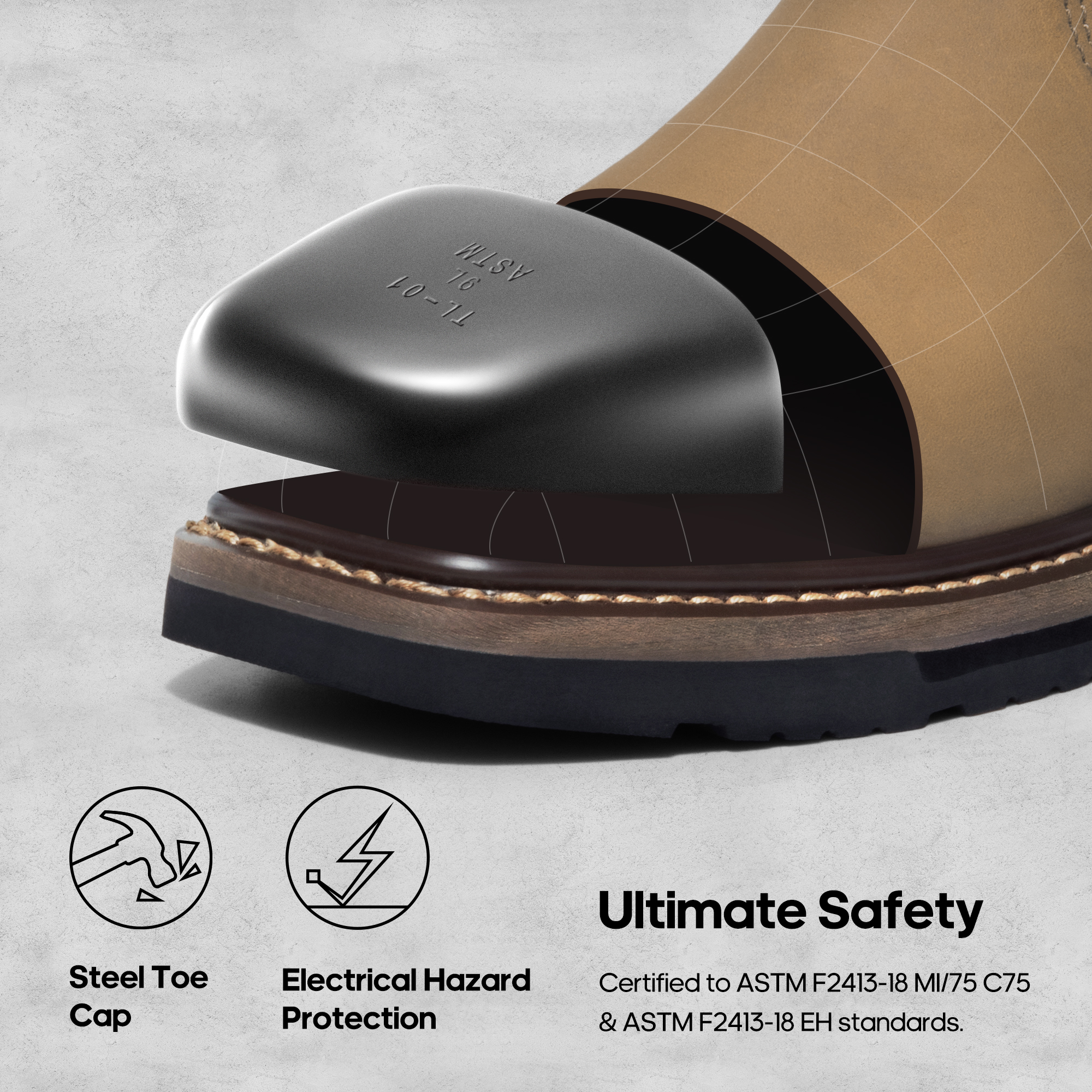 NORTIV8 Men's Steel Toe Wellington Work Boots photo 4