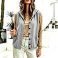 thumbnail image 4 of Women's Hooded Sweater Vest Button Down Sleeveless Cardigan Jacket Oversized Loose Casual Coat with Pockets for Daily Travel, Gray, XL, 4 of 7