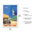 thumbnail image 2 of Paris New York - French Cafe And Statue of Liberty - Vintage Airline Travel Poster by Vincent Guerra c.1951 - Master Art Print (Unframed) 12in x 18in, 2 of 4