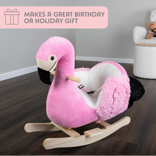 Happy Trails Rocking Horse - Plush Flamingo Animal Rocker for Ages 3 and Up