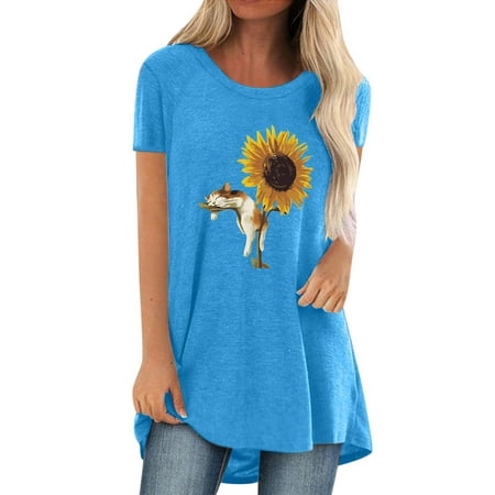

Womens 2022 Trendy Casual Cute Graphic Tshirt Shirts Short Sleeve Loose Tee Tops Tunic Blouse Corset Tops Ladies Going Out Plus Size Y2k Tees Fall Winter Boho Tunic Tops Party Sexy Print Tshirt