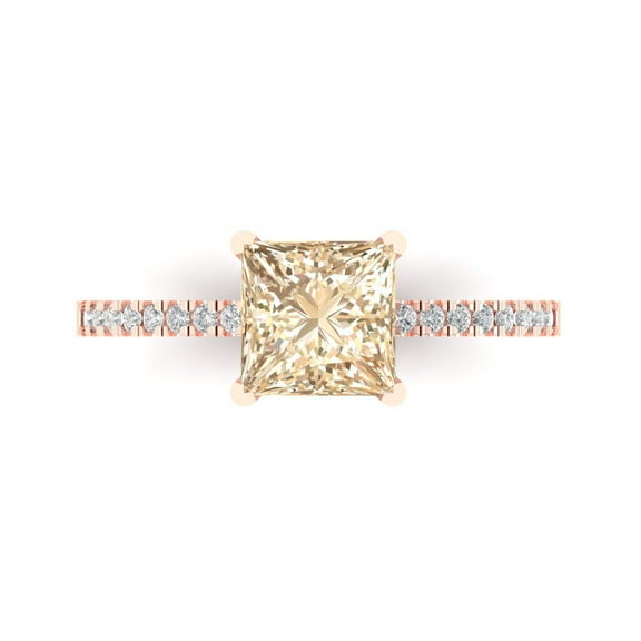 Solitaire with Accents Engagement Ring for Women - 1.62ct Natural Morganite in 18K Rose Gold Promise Ring