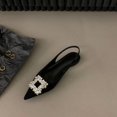 thumbnail image 2 of 2024 Summer Design Women Sandals Shoes Fashion Rhinestone Slip on Flats Heels Ladies Pointed Toe Elegant Slingback Sandals, 2 of 6