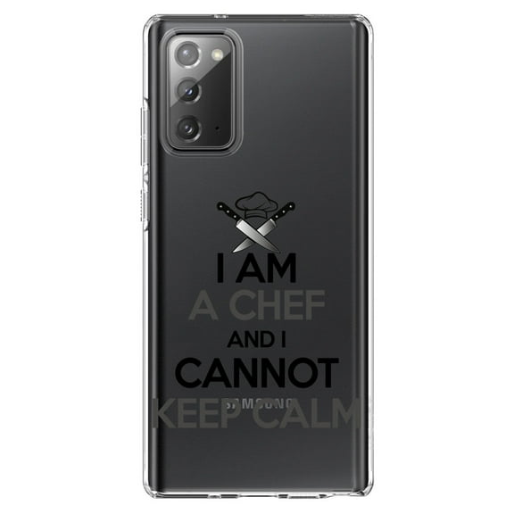 DistinctInk Clear Shockproof Hybrid Case for Samsung Galaxy Note 20 (6.7" Screen) - TPU Bumper Acrylic Back Tempered Glass Screen Protector - I Am the Chef Cannot Keep Calm