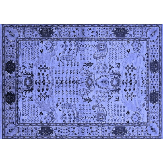 Ahgly Company Indoor Rectangle Oriental Blue Traditional Area Rugs, 6' x 9'