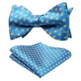 thumbnail image 5 of HISDERN Light Blue Men Bow Tie Floral Formal Bowties Handkerchief Pocket Square Set Self Tie Bowtie, 5 of 6
