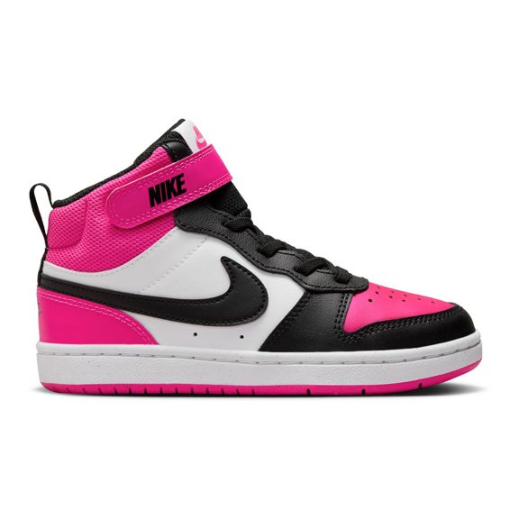 Nike Court Borough Mid 2 Little Kids' Shoes Color: Black Fierce Pink Size: 2