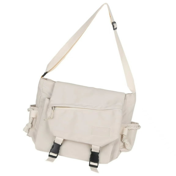 Teens Casual Solid Color Nylon Shoulder Handbag with Buckled Large Capacity Crossbody Messengers Bag for School College