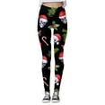 thumbnail image 4 of Fiaer Christmas Women Leggings Trendy Slim Fit Yoga Pants Santa Reindeer Snowflake Candy Sticks Graphic High Waisted Stretch Workout Trousers Black2 S, 4 of 5