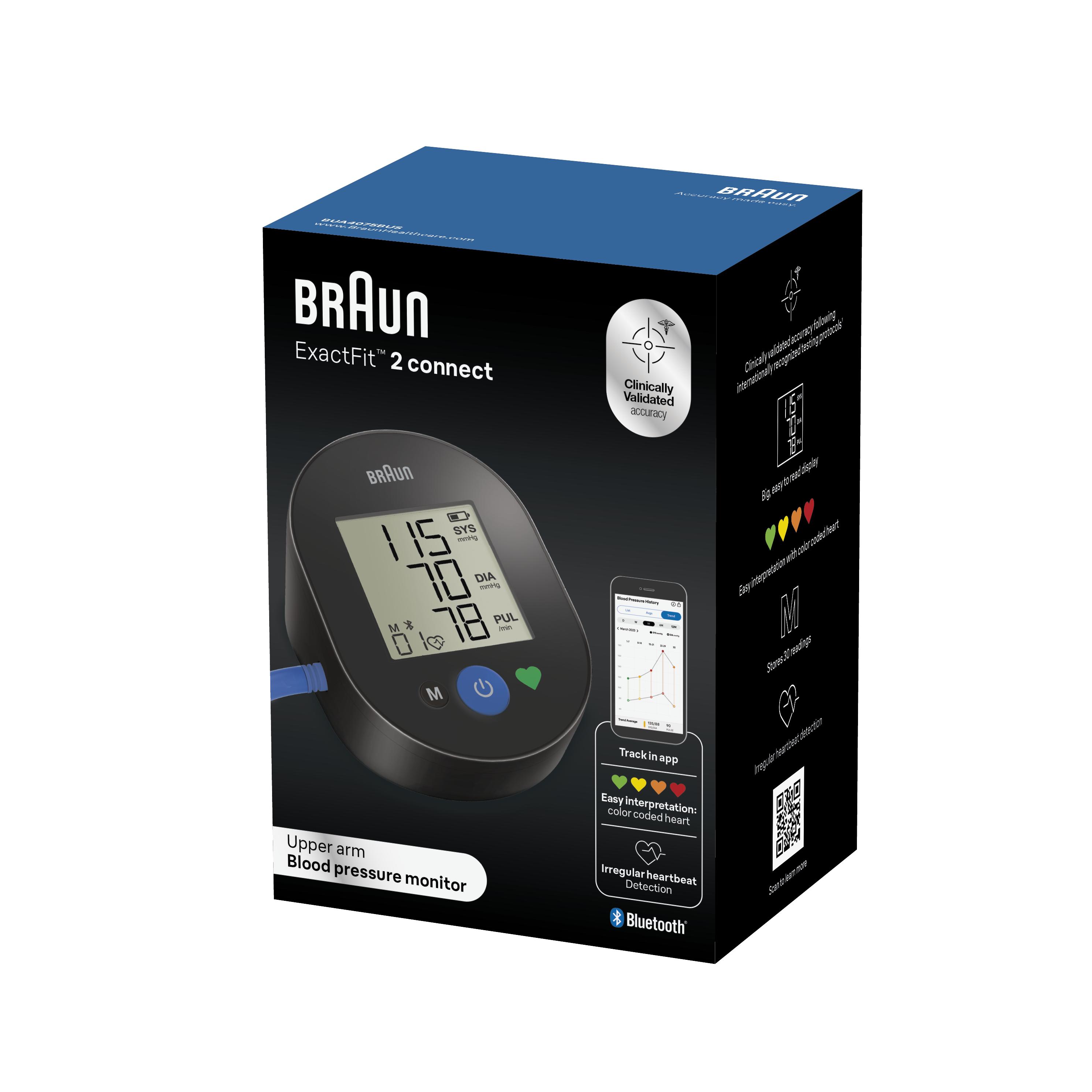 Monitor de presión arterial de brazo Braun ExactFit 2 Connected, para uso doméstico, BUA4075BUS 6