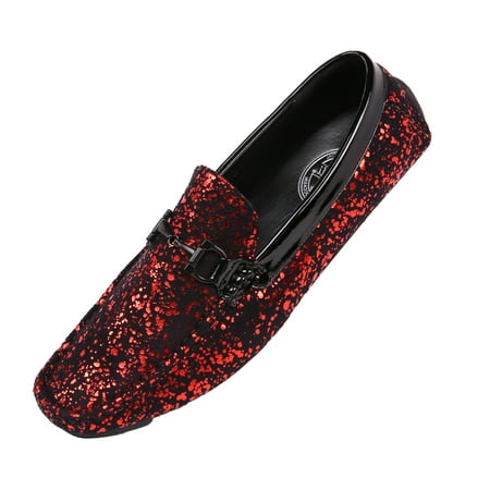 

Amali Mens Metallic Splatter Casual Slip On Shoes Monty Red Size 13