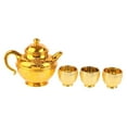 thumbnail image 5 of Dualoai Teapot Set, Drinkware with 3 Cups, Golden Serving Set for Household, Table Decoration, for Dining Room, Wedding, Home, Party, Holiday Style B, 5 of 9
