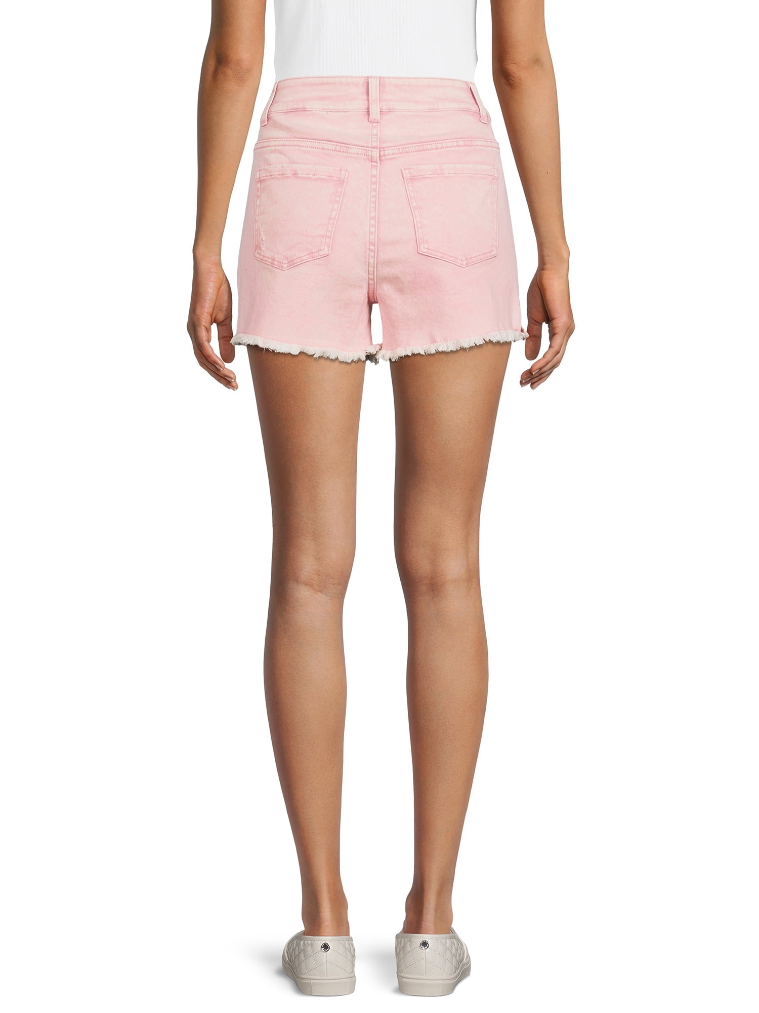 Time and Tru Women's High Rise Frayed Hem Denim Short