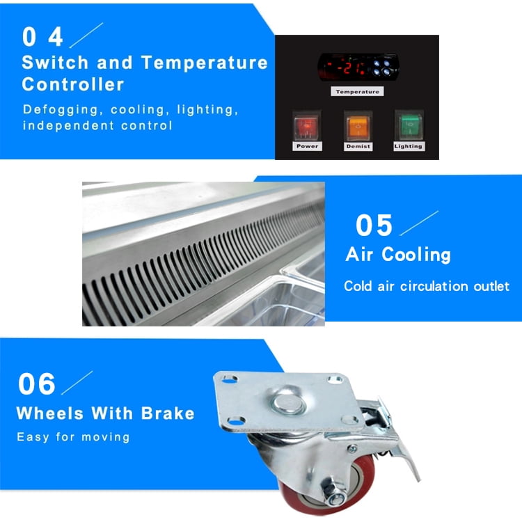 Kolice Commercial 14 Pans Hard Ice Cream Showcase Freezer, Gelato Display Freezer, Ice Cream Dipping Cabinet - Auto Defrost, Anti-fog Glass
