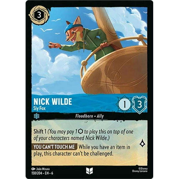 Disney Lorcana Azurite Sea Uncommon Nick Wilde - Sly Fox #150