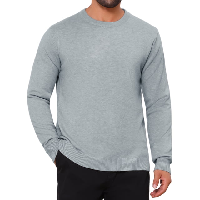 Suéter de punto suave de manga larga de cuello redondo clásico para hombre INSPIRE CHIC Edición color sólido M Gris claro