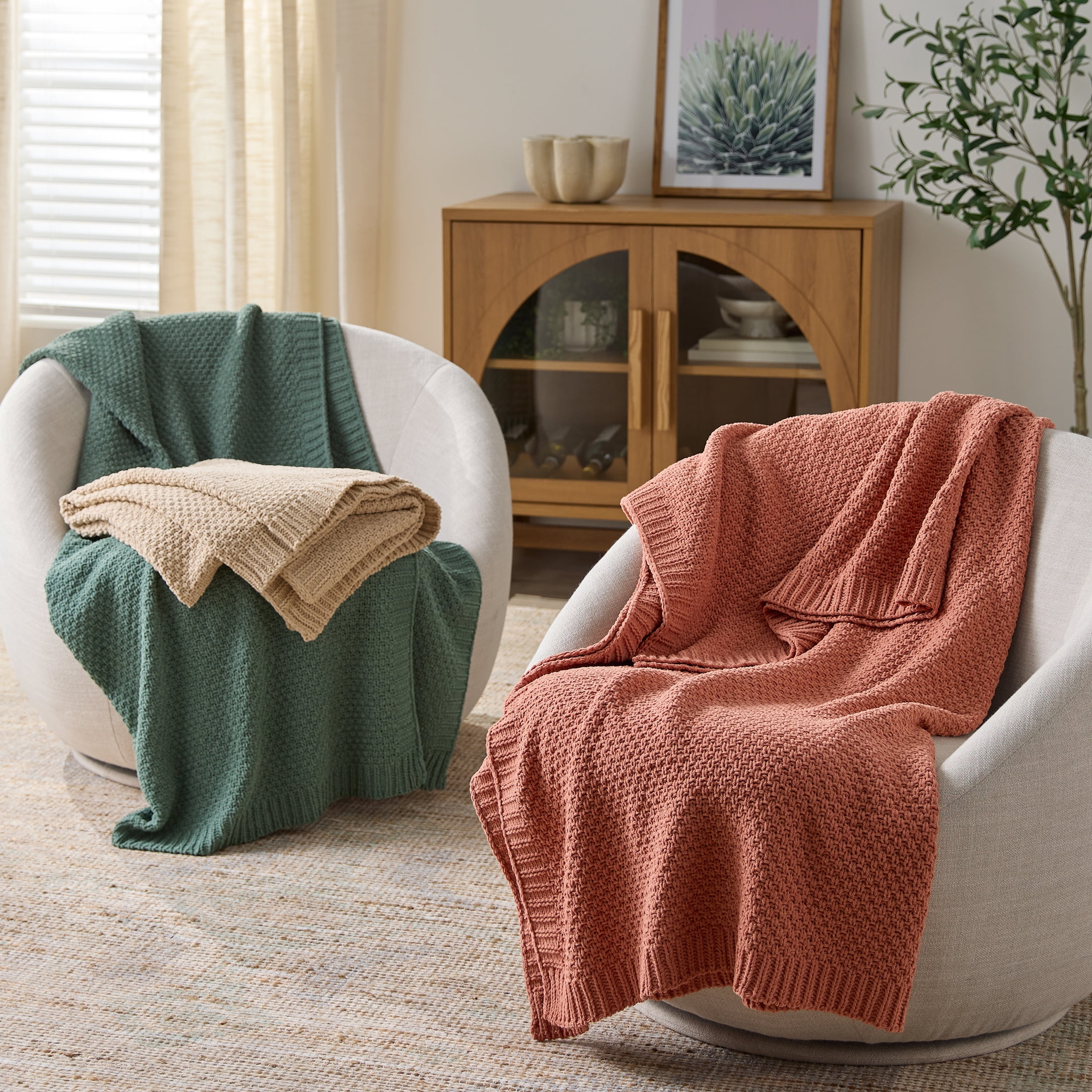 Better Homes & Gardens Chenille Knit Super Soft Oversized Throw Blanket, Merlot Wine