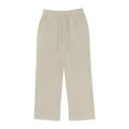 thumbnail image 6 of SSAAVKUY Mens Cotton Linen Drawstring Pants Elastic Waist Linen Jogger Long Bottoms with Pockets Loose Casual Loungewear Pants Beige 8, 6 of 9