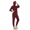 thumbnail image 4 of ANLIQI Couples Matching Christmas Pajamas Sets Hooded Fleece Zipper Plaid Pjs Set Union Suits Soft Warm Jumpsuit(Womens, DR, S), 4 of 8