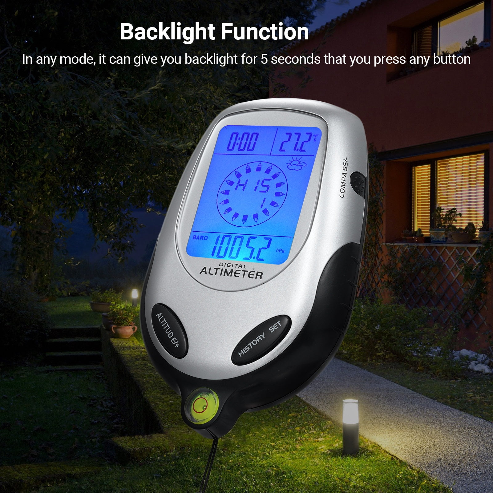 Altimètre Baromètre Digital De Randonnée Avec Thermomètre Et Rétroéclairage - Neuf