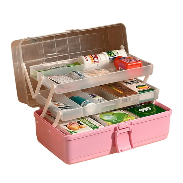 Matsuzay Caja de botiquín multifuncional de gran capacidad para todas las necesidades médicas contenedor de medicina Almacenamiento y organización del hogar rosa