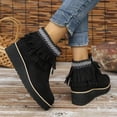 thumbnail image 6 of Leozcaa Women's Chelsea Wedge Boots Platform Casual Suede Slip on Wedge Ankle Booties Fringe Cowboy Boots, 6 of 9