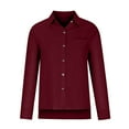 thumbnail image 3 of Button Down Shirts for Women Cotton Linen Long Sleeve Collared Blouses Side Slit Dressy Casual Business Work Tops with Pockets, 3 of 4