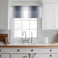 thumbnail image 3 of Navy Blue Ombre Valance Curtains for Kitchen/Living Room/Bathroom/Bedroom Window, Rod Pocket Small Topper Half Short Window Curtains Voile Sheer Scarf, Farmhouse Modern Art 42"x12", 3 of 8