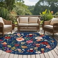 thumbnail image 4 of Round Rugs 6 Ft, Navy Blue Flowers Non Slip Area Rugs for Kitchen Bedroom Entryway, Spring Vintage Floral Leaves Farmhouse Washable Carpet Runner Rug Floor Mats for Bedroom Home Decor, 4 of 8