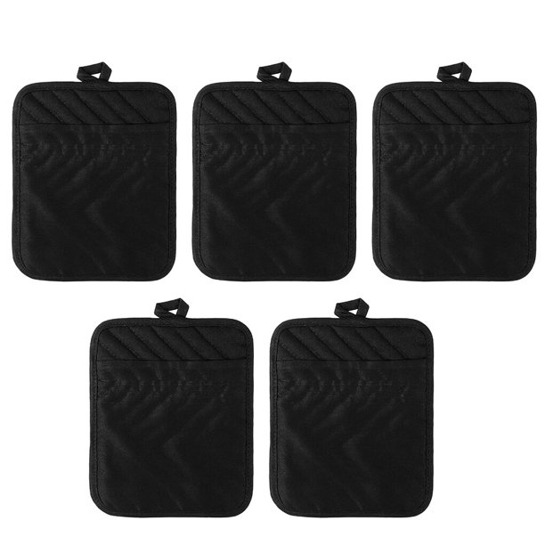 Kearding 5 uds guantes de horno de algodón resistentes al calor guantes cuadrados Anti-escaldado espesar cocina esteras para ollas utensilios Herramientas y accesorios para hornear negro