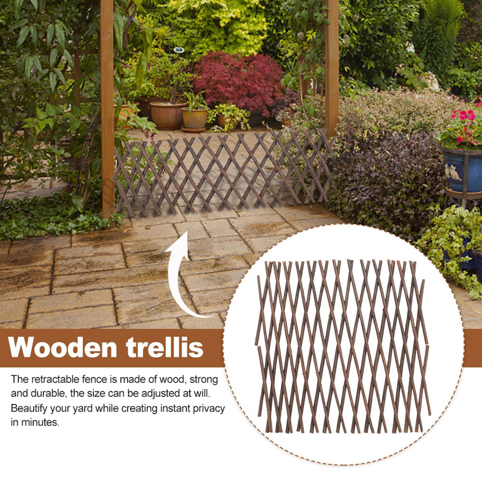 DARK BROWN Expanding 6ft Wooden Trellis Garden Scissor Plant Fence Panel 