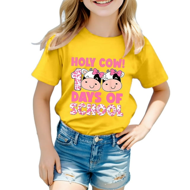TZEWGL T-Shirts pour Enfants Manches Courtes Imprimés Graphiques Col Rond Vêtements pour Filles Garçons Taille 2-3T