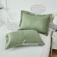 thumbnail image 6 of URBONUR Sage Green Quilted Pillow Shams Set of 2 Standard Size, Soft and Cozy, Wrinkle, Fade, Stain Resistant Bed Pillow Covers, Farmhouse Pillow Shams 20''× 26'', 6 of 9