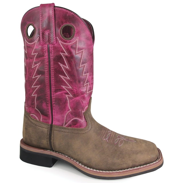 Bota de vaquero de cuero marrón / rosa para mujer - Talla EE. UU.: 6 Smoky Mountain Boots 6920-6M