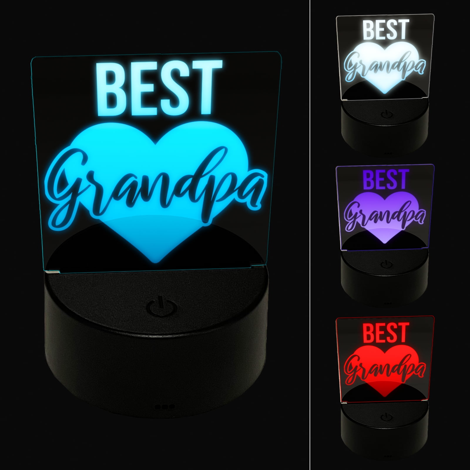 Best Grandpa in Heart Grandparent's Day LED Night Light Sign 3D