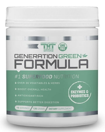 Generation Greens Powder | Best Organic Superfood Green Powder | 60 Powerful Super Foods (Spirulina,Chlorella,Wheat Grass), Probiotics, Enzymes |GMO Free