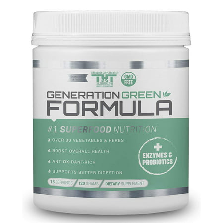 Generation Greens Powder | Best Organic Superfood Green Powder | 60 Powerful Super Foods (Spirulina,Chlorella,Wheat Grass), Probiotics, Enzymes |GMO