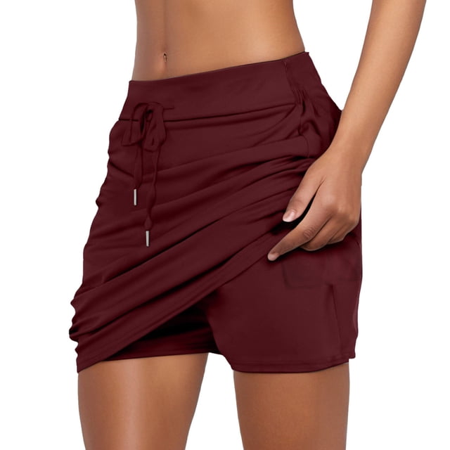 Faldas deportivas de tenis para mujer: faldas pantalón de cintura alta con cordón, pantalones cortos y bolsillos incorporados, tejido de secado rápido, tallas S-XXXL